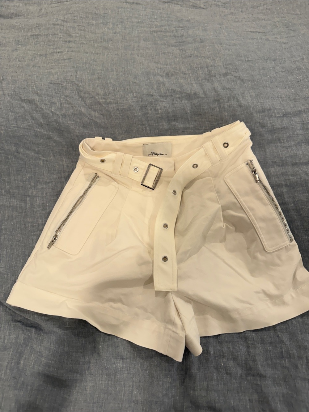 Phillip lim high-Waist white Belted Women's Shorts